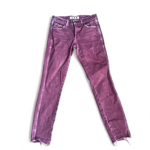 Amo Everett mid rise bleed Denim Jeans Sz 24 Burgandy - Picture 1 of 4